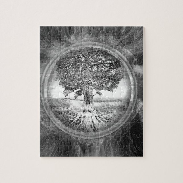 Tree of Life Hope Black White Jigsaw Puzzle (Vertical)