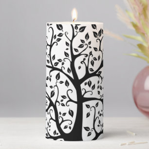 Tree of Life in Black and White Pillar Candle