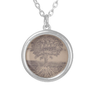 Tree of Life in Brown Silver Plated Necklace