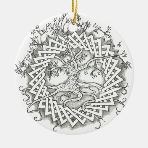Tree of Life in Celtic Design Ceramic Ornament