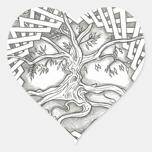 Tree of Life in Celtic Design Heart Sticker