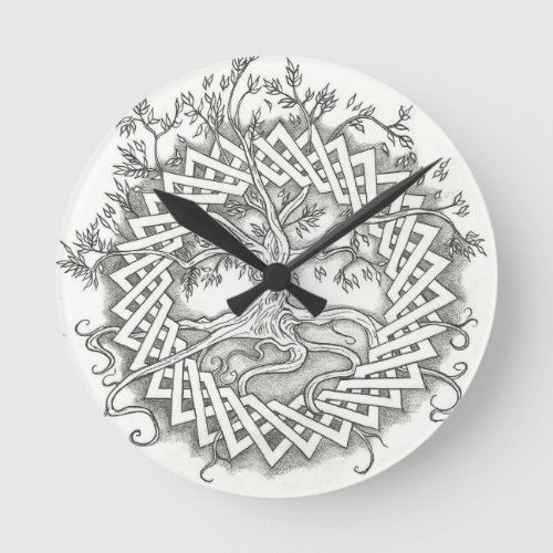 Tree of Life in Celtic Design Round Clock