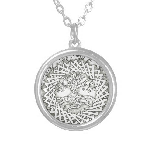 Tree of Life in Celtic Design Silver Plated Necklace
