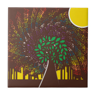 Tree of life in colors ceramic tile