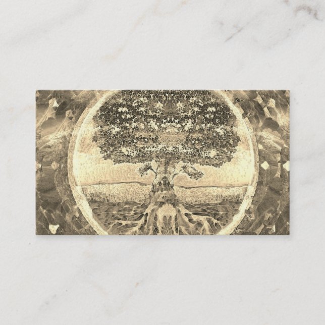 Tree of Life in Gold Colors Business Card (Front)