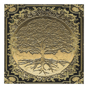 Tree of Life in Gold Faux Canvas Print