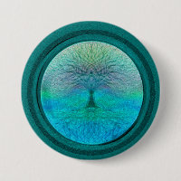 Tree of Life in Green Colors Button