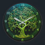 Tree of Life in Green Large Clock<br><div class="desc">Tree of Life in green colors.</div>