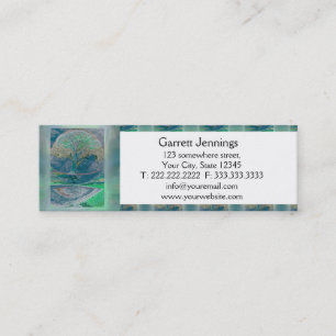 Tree of Life in Pale Green Colors Mini Business Card