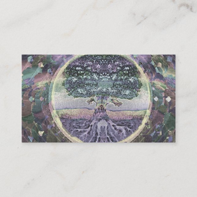Tree of Life in Rainbow Metal Colors Business Card (Front)