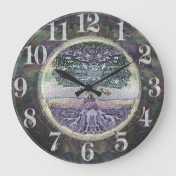 Tree Of Life In Rainbow Metal Colors Large Clock by thetreeoflife at Zazzle