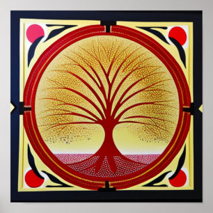 Tree of Life in Red Poster