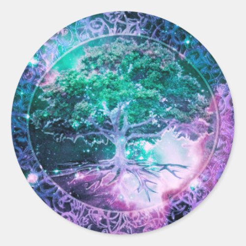 Tree of Life in Space Classic Round Sticker