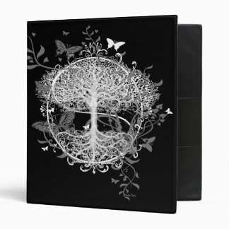 Tree of Life in White with Butterflies 3 Ring Binder
