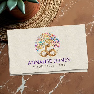 Tree of Life - Infinity - Colorful Leaves Business Card