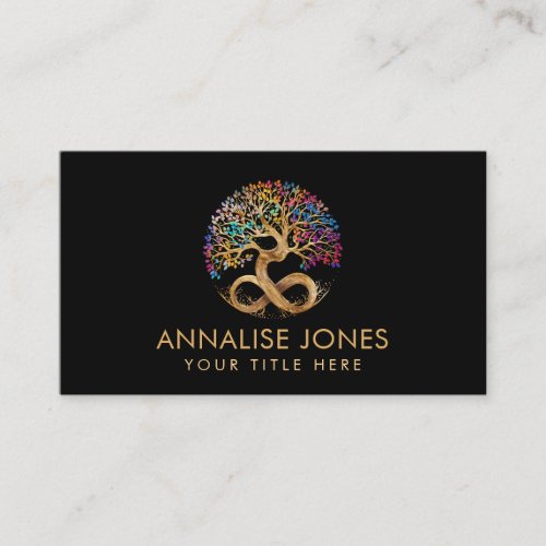 Tree of Life _ Infinity _ Colorful Leaves Business Card