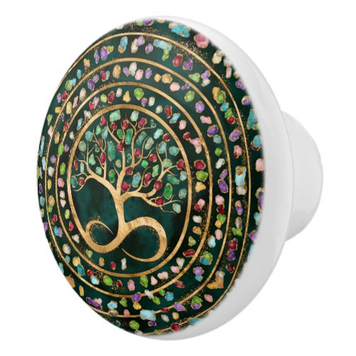 Tree of Life _ Infinity Spiral _ Colorful geodes Ceramic Knob