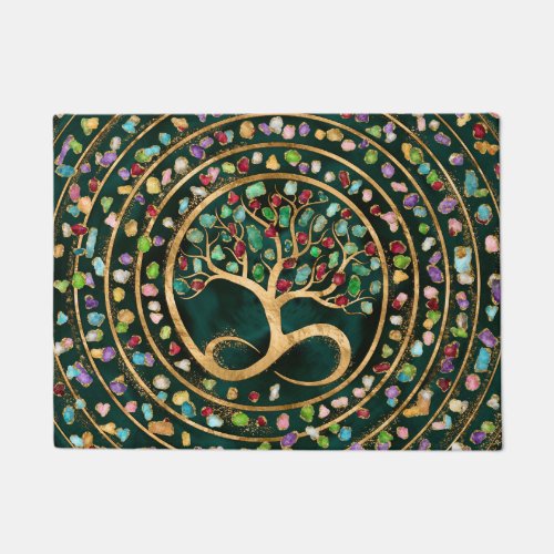 Tree of Life _ Infinity Spiral _ Colorful geodes Doormat