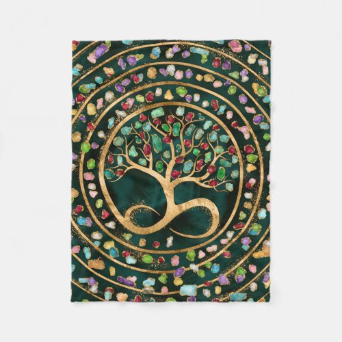 Tree of Life _ Infinity Spiral _ Colorful geodes Fleece Blanket