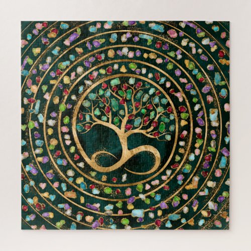 Tree of Life _ Infinity Spiral _ Colorful geodes Jigsaw Puzzle