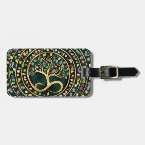 Tree of Life _ Infinity Spiral _ Colorful geodes Luggage Tag