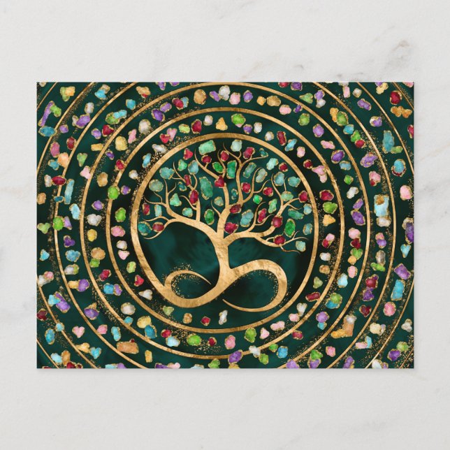 Tree of Life - Infinity Spiral - Colorful geodes Postcard (Front)