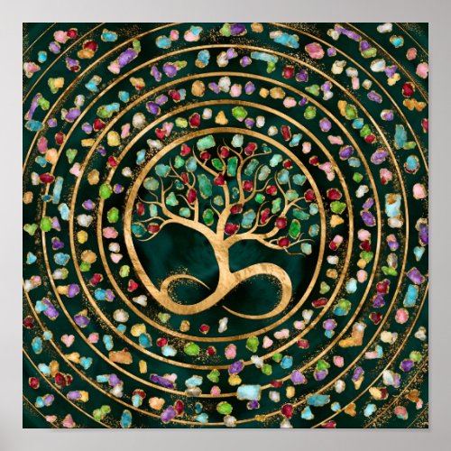 Tree of Life _ Infinity Spiral _ Colorful geodes Poster