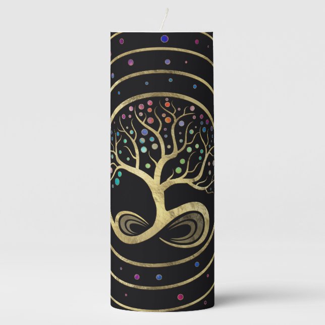 Tree of Life - Infinity Spiral Pillar Candle (Front)