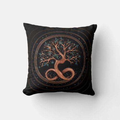 Tree of Life _ Infinity Spiral Throw Pillow