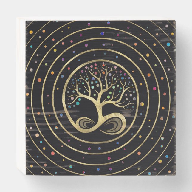 Tree of Life - Infinity Spiral Wooden Box Sign (Front Horizontal)