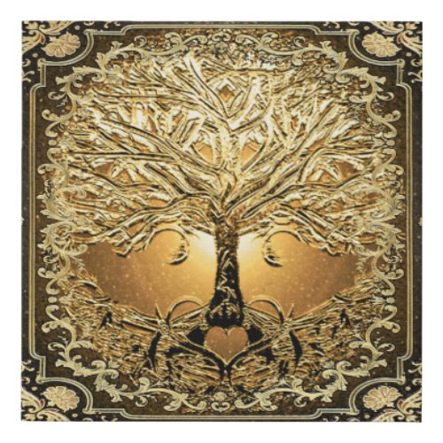 Tree of Life Inner Light with Heart Faux Canvas Print
