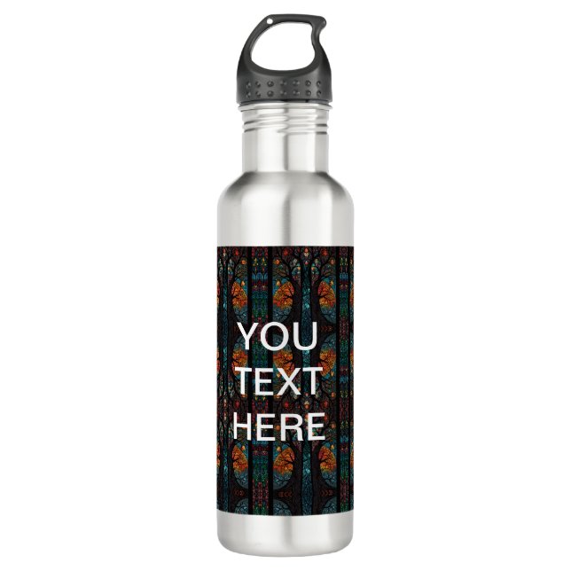 Tree of life Intricate Patterns mirror design Stainless Steel Water Bottle (Front)