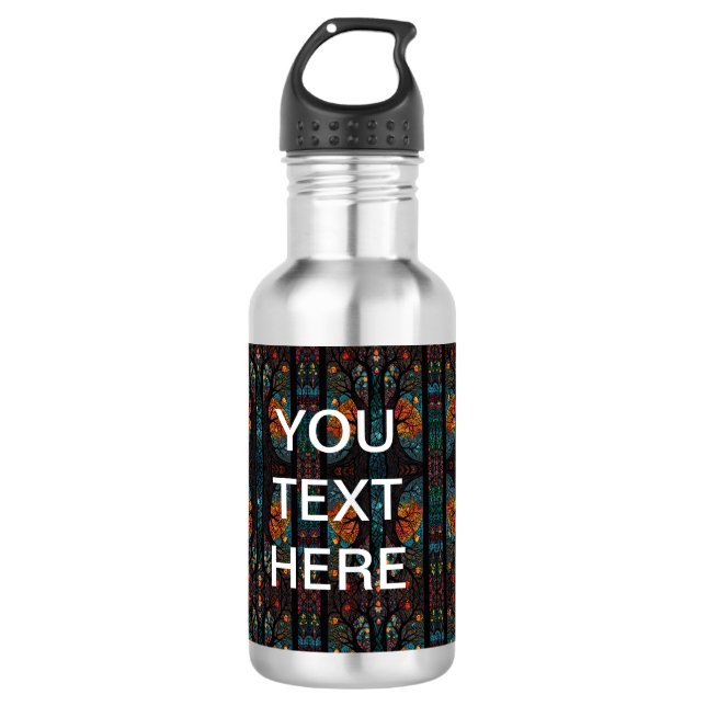 Tree of life Intricate Patterns mirror design Stainless Steel Water Bottle (Front)