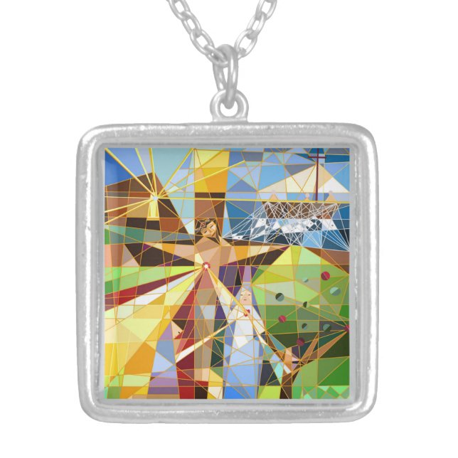 Tree of Life Jesus  Silver Plated Necklace (Front)