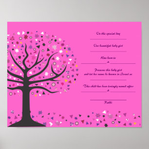 Tree of Life Jewish Baby Naming Birth Certificate Poster