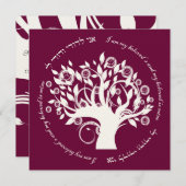 Tree of Life Jewish Wedding Cranberry Invitation (Front/Back)