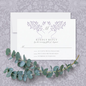 Tree Of Life Lilac Leaves Wedding Rsvp Card by mangomoonstudio at Zazzle