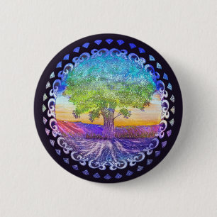 Tree of Life Love, Peace, Balance Pinback Button