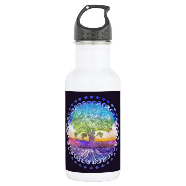 Tree of Life Love, Peace, Balance Water Bottle (Front)