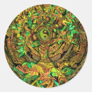 Tree of Life Mandala Dance Classic Round Sticker