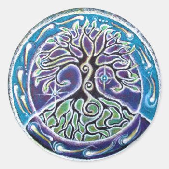 Tree Of Life Mandala Sicker Classic Round Sticker by arteeclectica at Zazzle