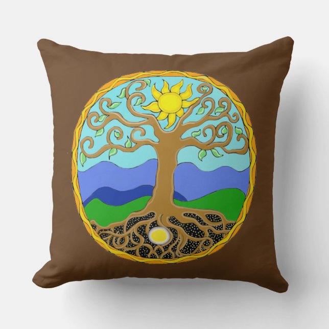 Tree of Life Mandala Throw Pillow (Front)