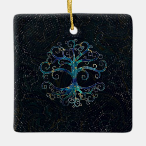 Tree of life Marble and Gold Ceramic Ornament