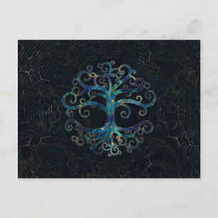 Tree of life Marble and Gold Holiday Postcard