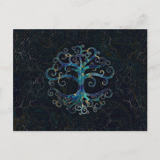 Tree of life Marble and Gold Holiday Postcard (Front)