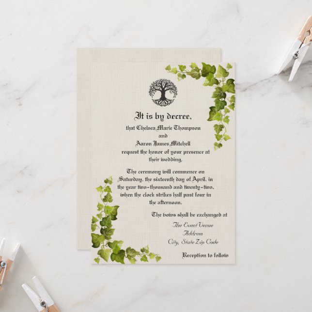 Tree of Life Medieval Invitation (Front/Back In Situ)