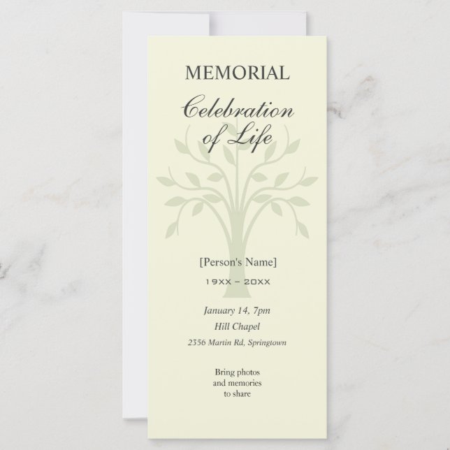Tree of Life Memorial Celebration of Life Invite (Front)
