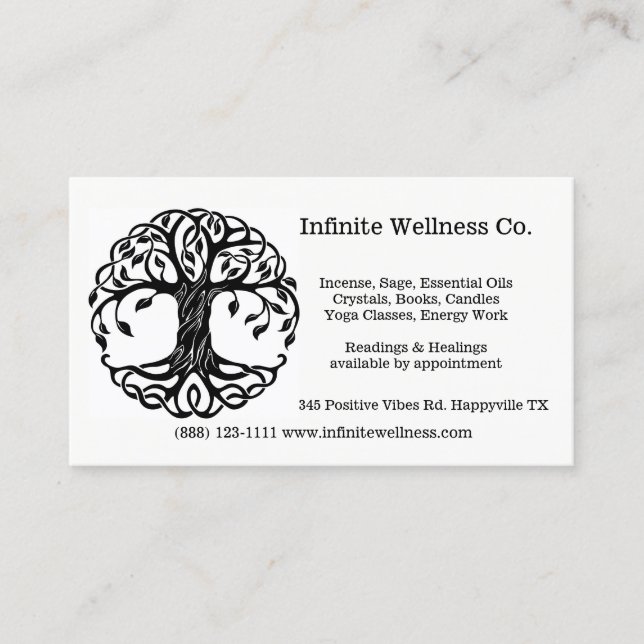 Tree of Life Metaphysical Bookstore Gifts Business Card (Front)