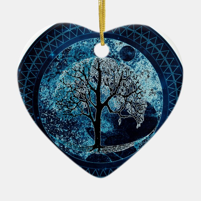 Tree of Life Midnight Sky Ceramic Ornament (Front)