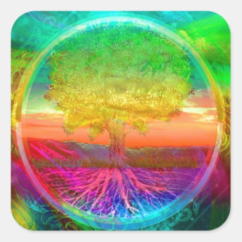Tree of Life Miracles Square Sticker